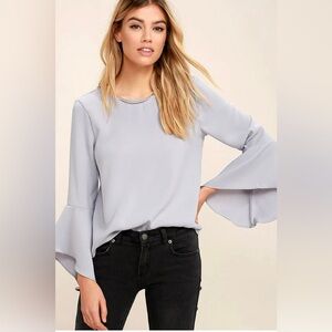 Lulu’s Glamorous Ayo Light Grey Long Sleeve Top